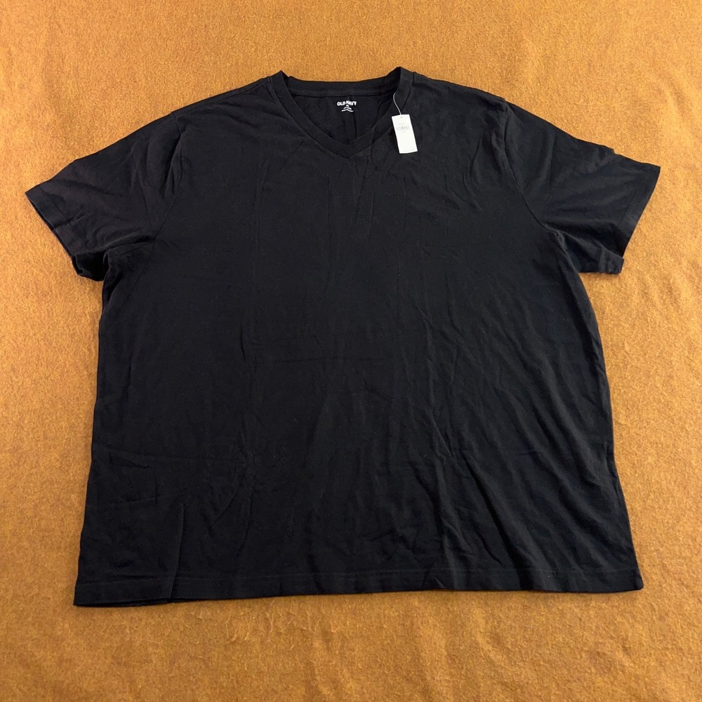 Old Navy Mens XXL Black Soft-Washed V-Neck Short Sleeve T-Shirt NWT